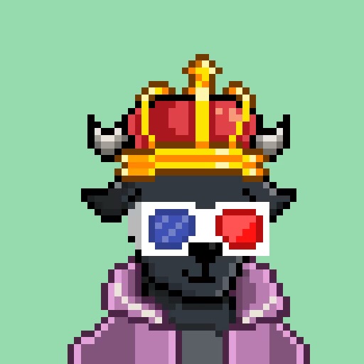 Hash Goat pixel artwork with a crown and 3D glasses